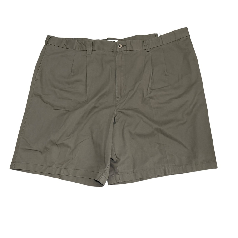 Harbor Bay Mens Big and Tall Pleated Relaxed Fit Shorts Olive Green Size 50 NWT